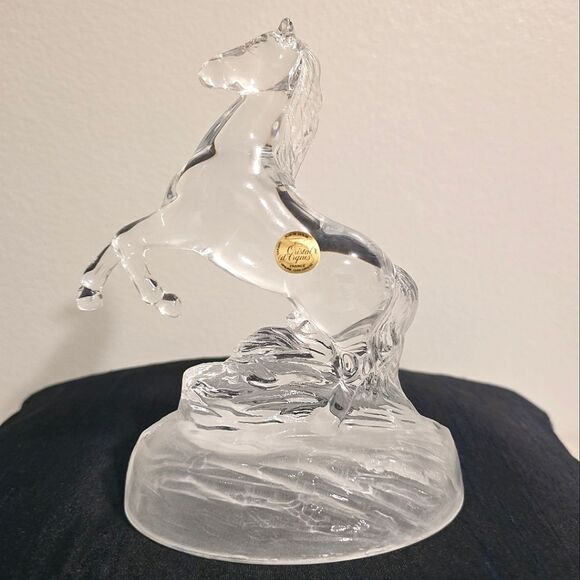 Cristal d’Arques HORSE FIGURINE Stallion Rising Up Crystal Paperweight France - Picture 2 of 8